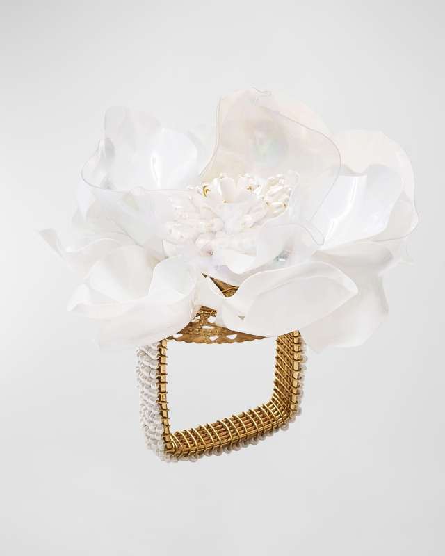 Gardenia Napkin Ring in White