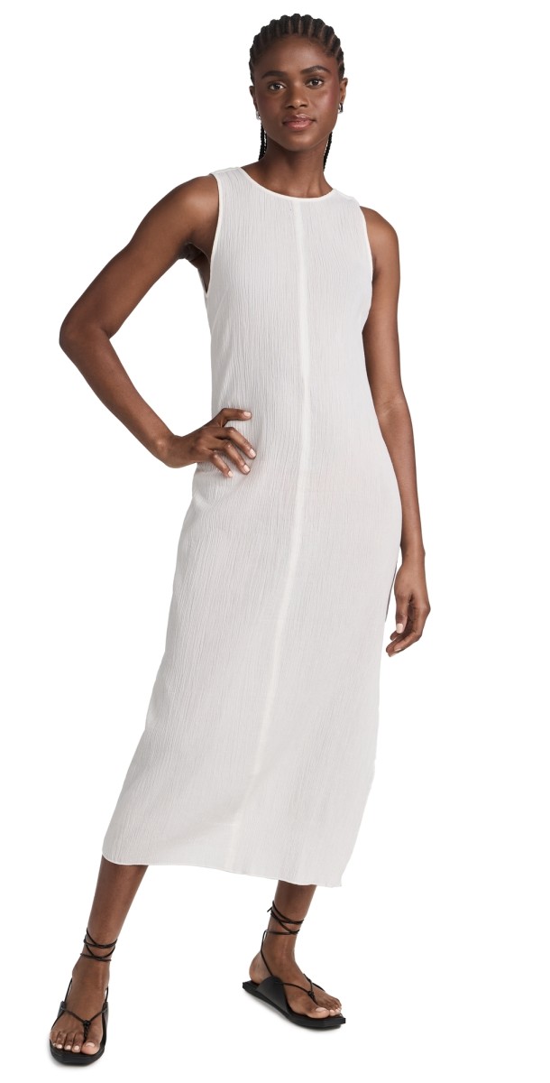 Madewell Crinkle Cotton Sleeveless Open-Back Midi Dress Lighthouse