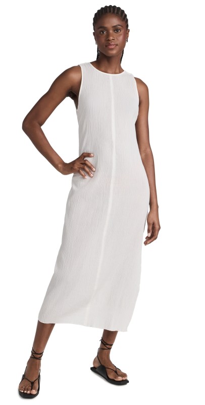 Madewell Crinkle Cotton Sleeveless Open-Back Midi Dress Lighthouse