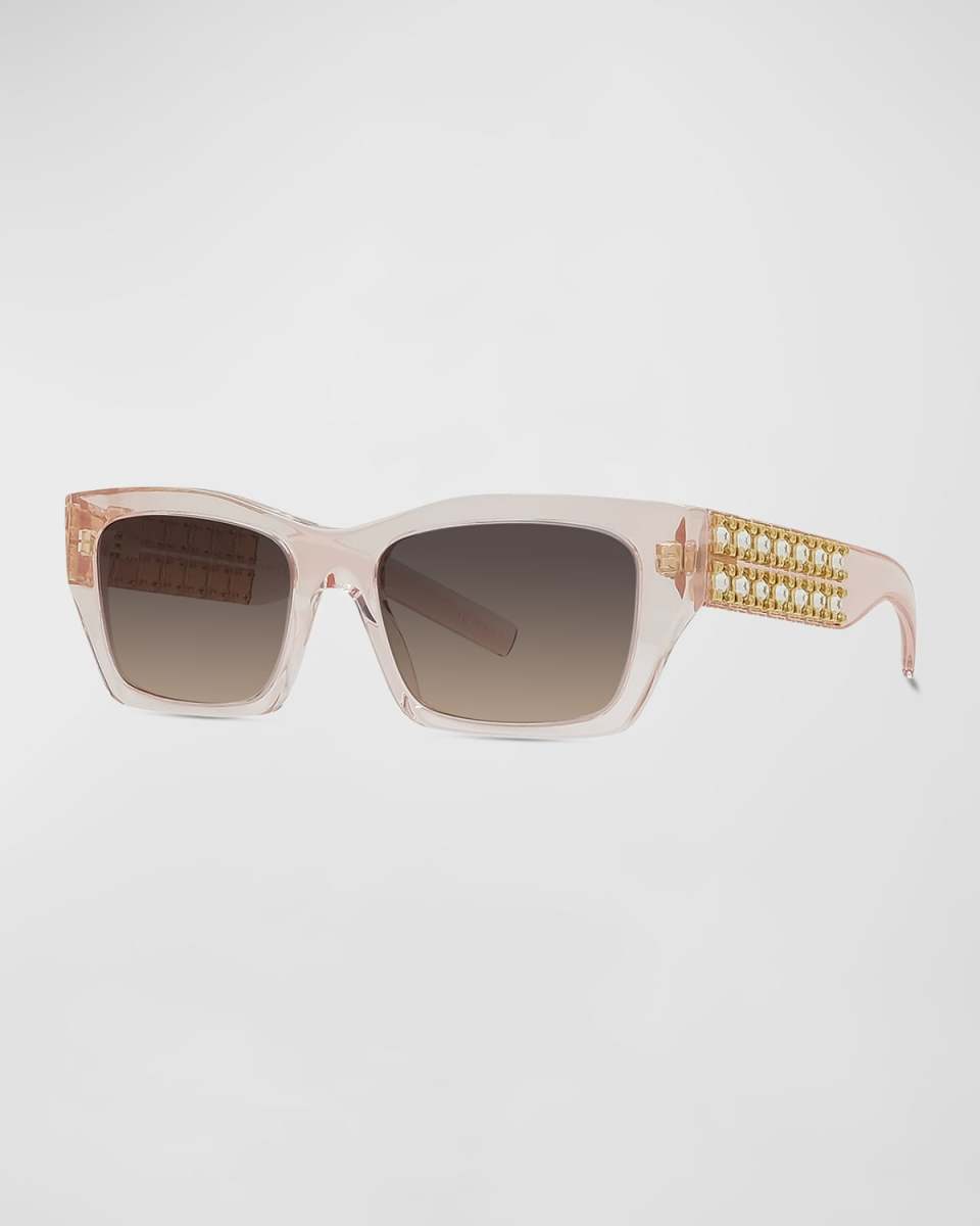 Plumeties Crystal & Acetate Rectangle Sunglasses