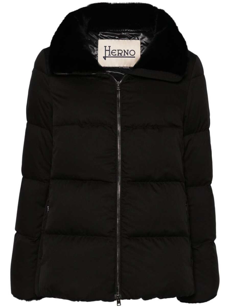 faux-fur collar puffer jacket