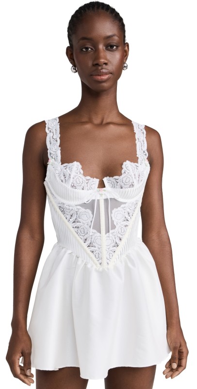 For Love & Lemons Isabella Slip Dress White