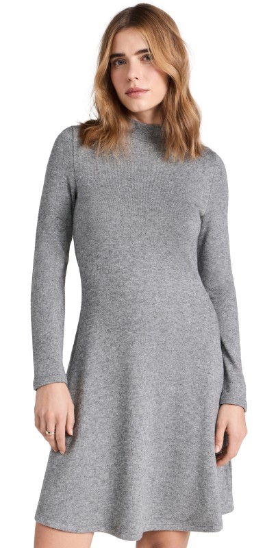 Vince Long Sleeve Short Dress Silver Dust