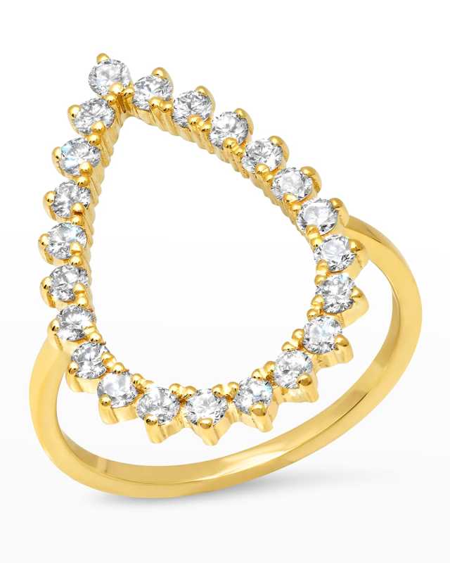 Yellow Gold Diamond 3-Prong Teardrop Ring