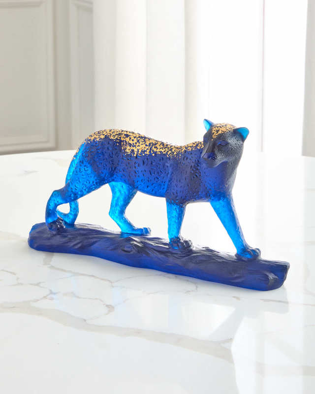 Leopard Leaded Crystal Statue
