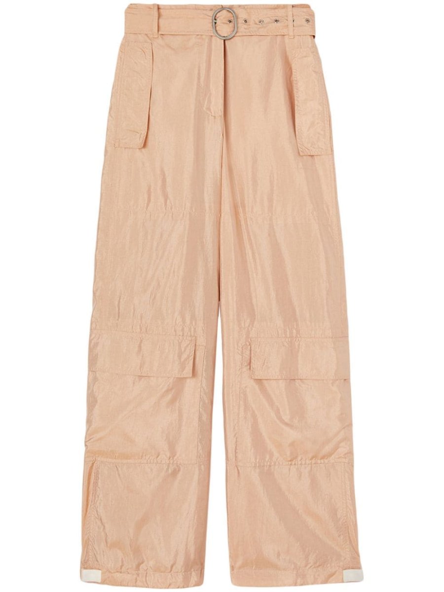 straight-leg belted trousers