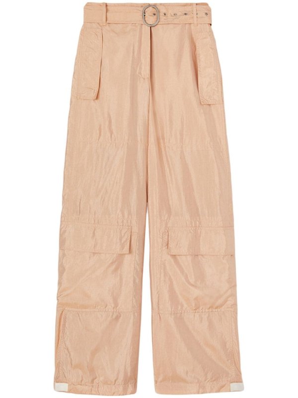 straight-leg belted trousers