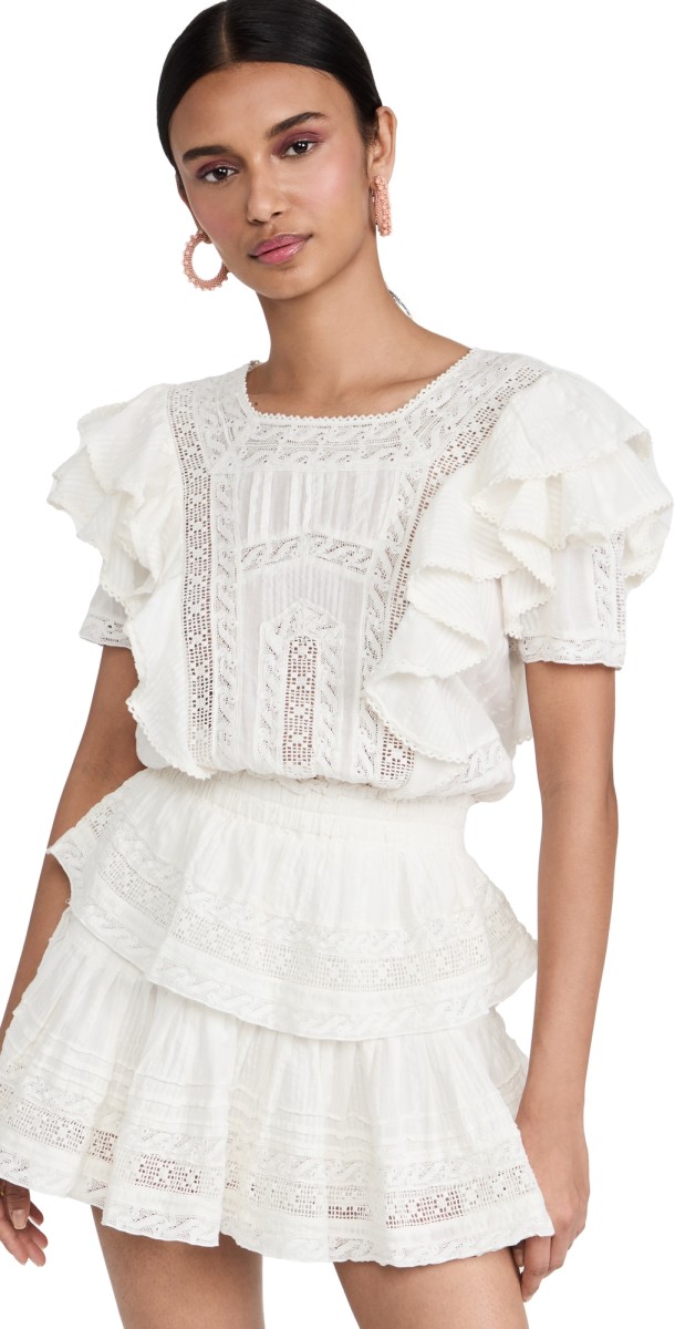 LoveShackFancy Stella Dress Antique White