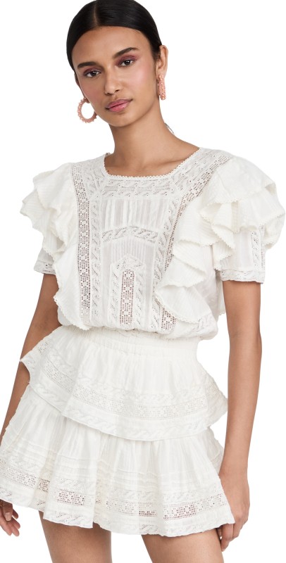 LoveShackFancy Stella Dress Antique White