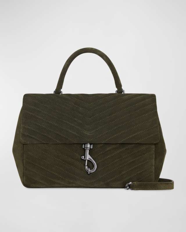 Edie Large Quilted Suede Shoulder Bag