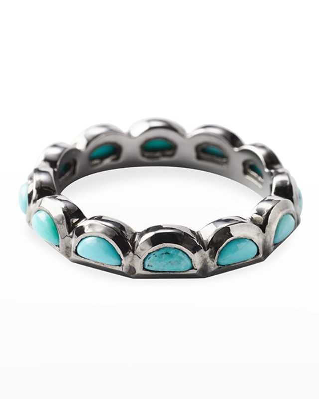 Scallop Band Ring with Turquoise, Size 6.5