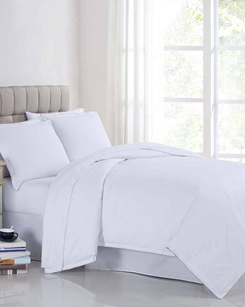 3-Piece 400-Thread Count Percale Full/Queen Duvet Set, White