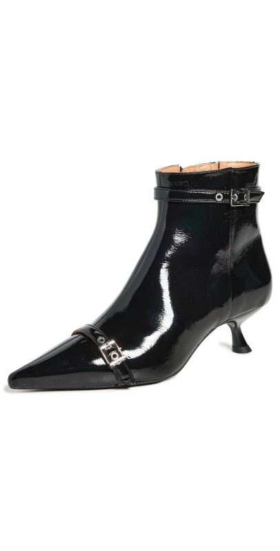 GANNI Eyelets Kitten Heel Booties Black