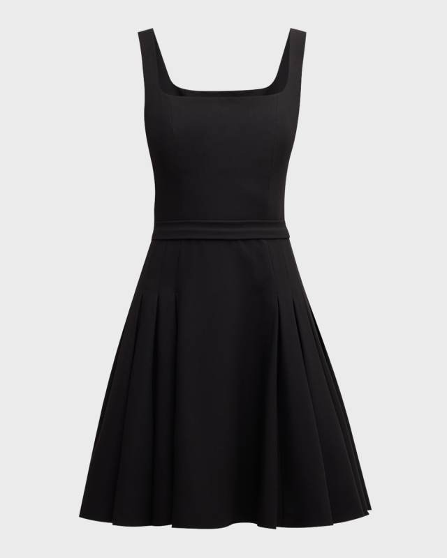 Aphrodite Pleated Square-Neck Mini Dress