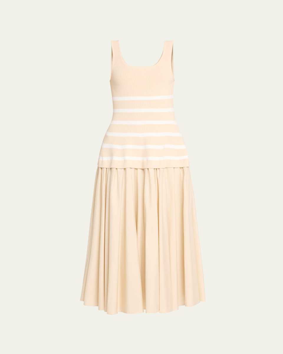 Silas Sleeveless Knit Bodice Combo Midi Dress