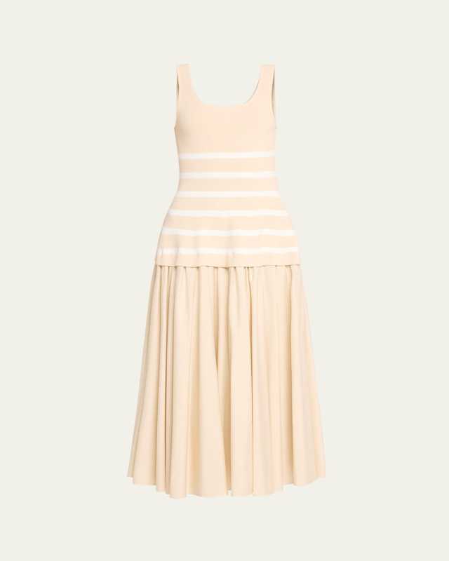 Silas Sleeveless Knit Bodice Combo Midi Dress
