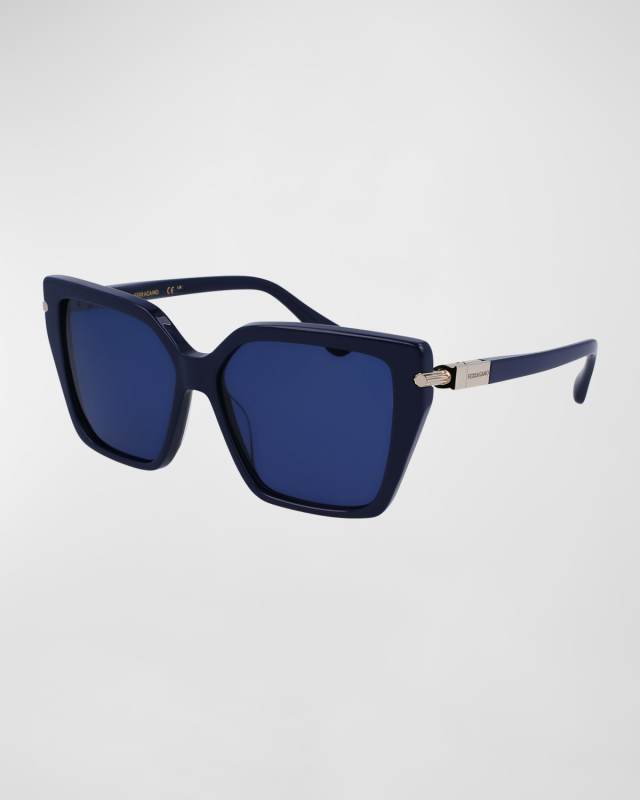 Logo Acetate & Metal Butterfly Sunglasses
