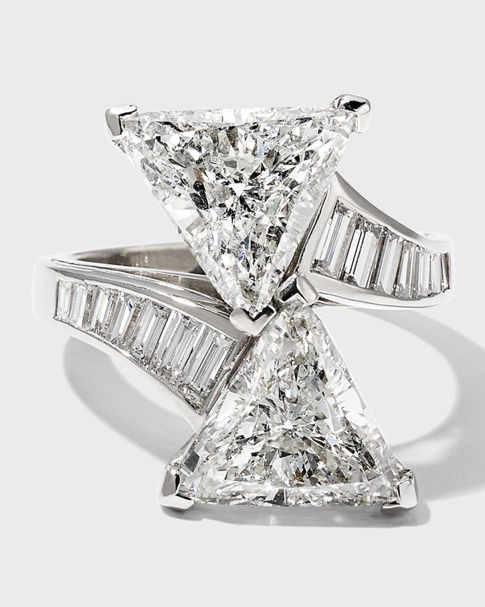 Platinum Trillion and Baguette Diamond Ring, Size