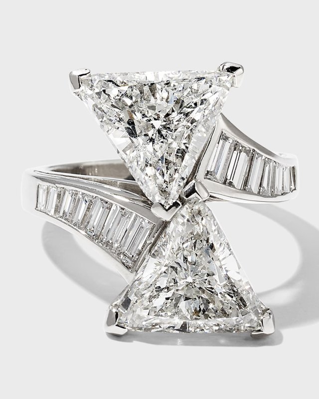 Platinum Trillion and Baguette Diamond Ring, Size