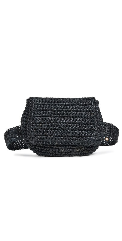 Hat Attack Straw Belt Bag Black
