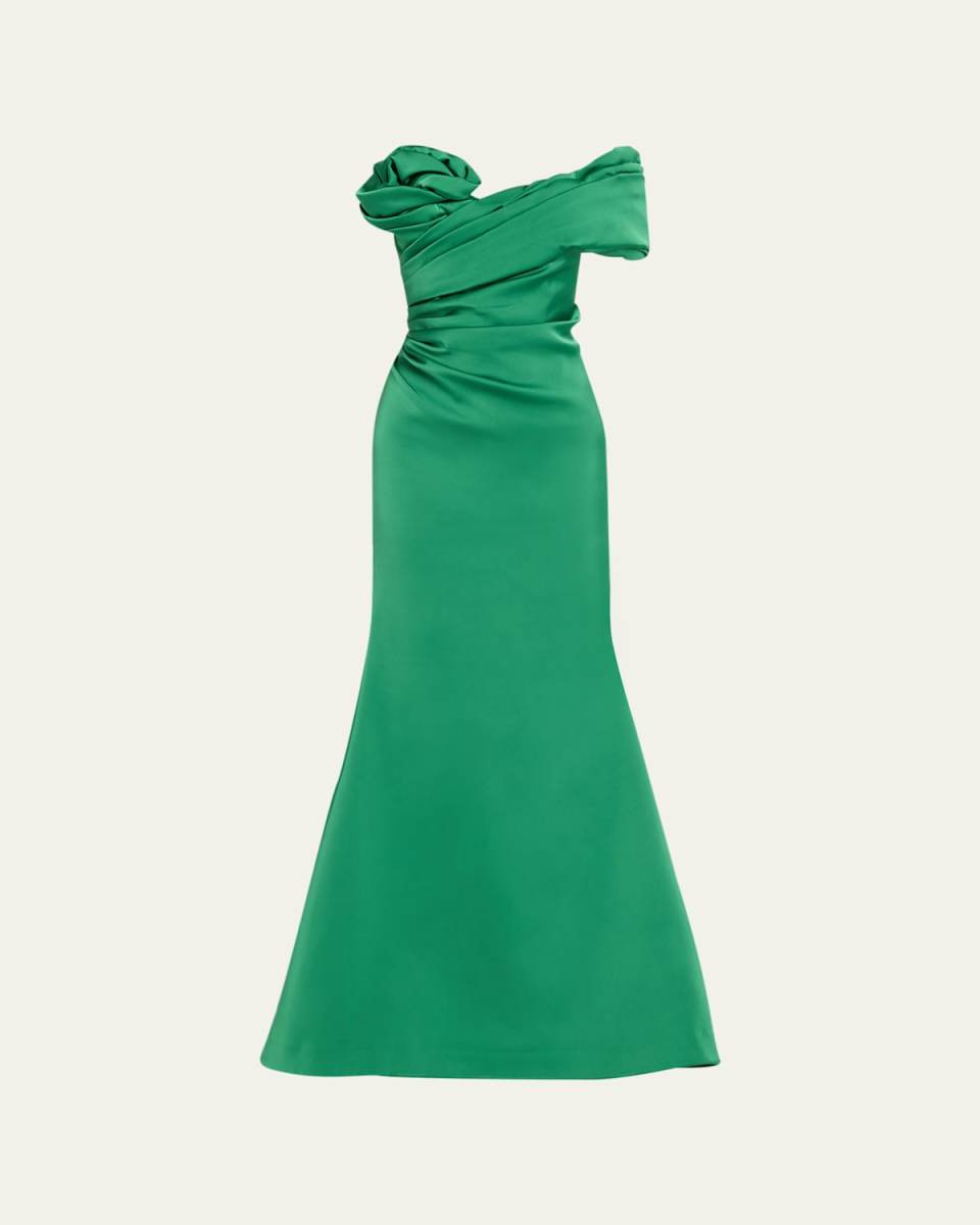 Edan Off-Shoulder Ruched Trumpet Gown