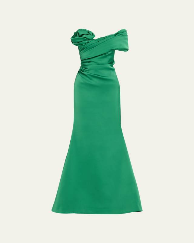 Edan Off-Shoulder Ruched Trumpet Gown