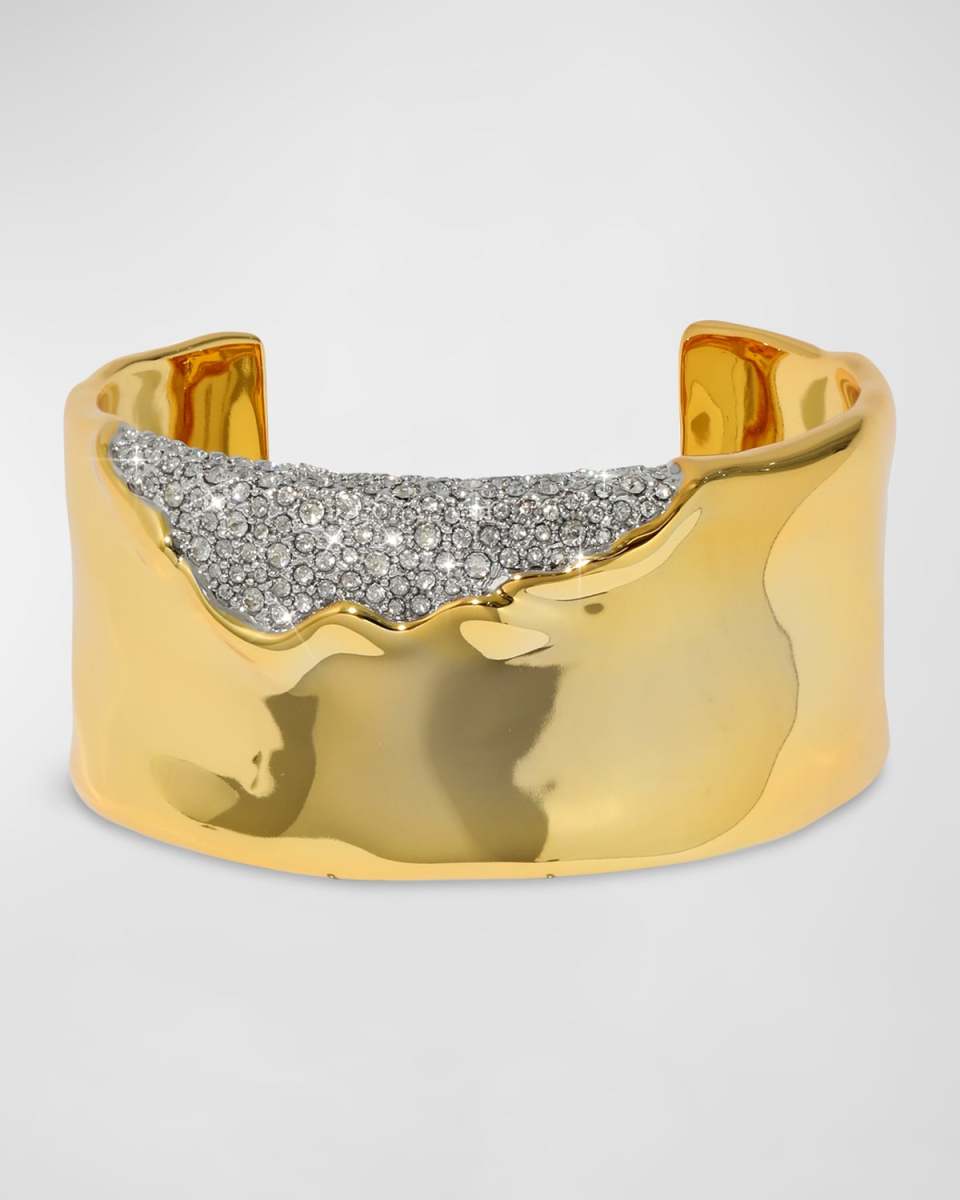 Solanales Gold Crystal Wide Cuff Bracelet