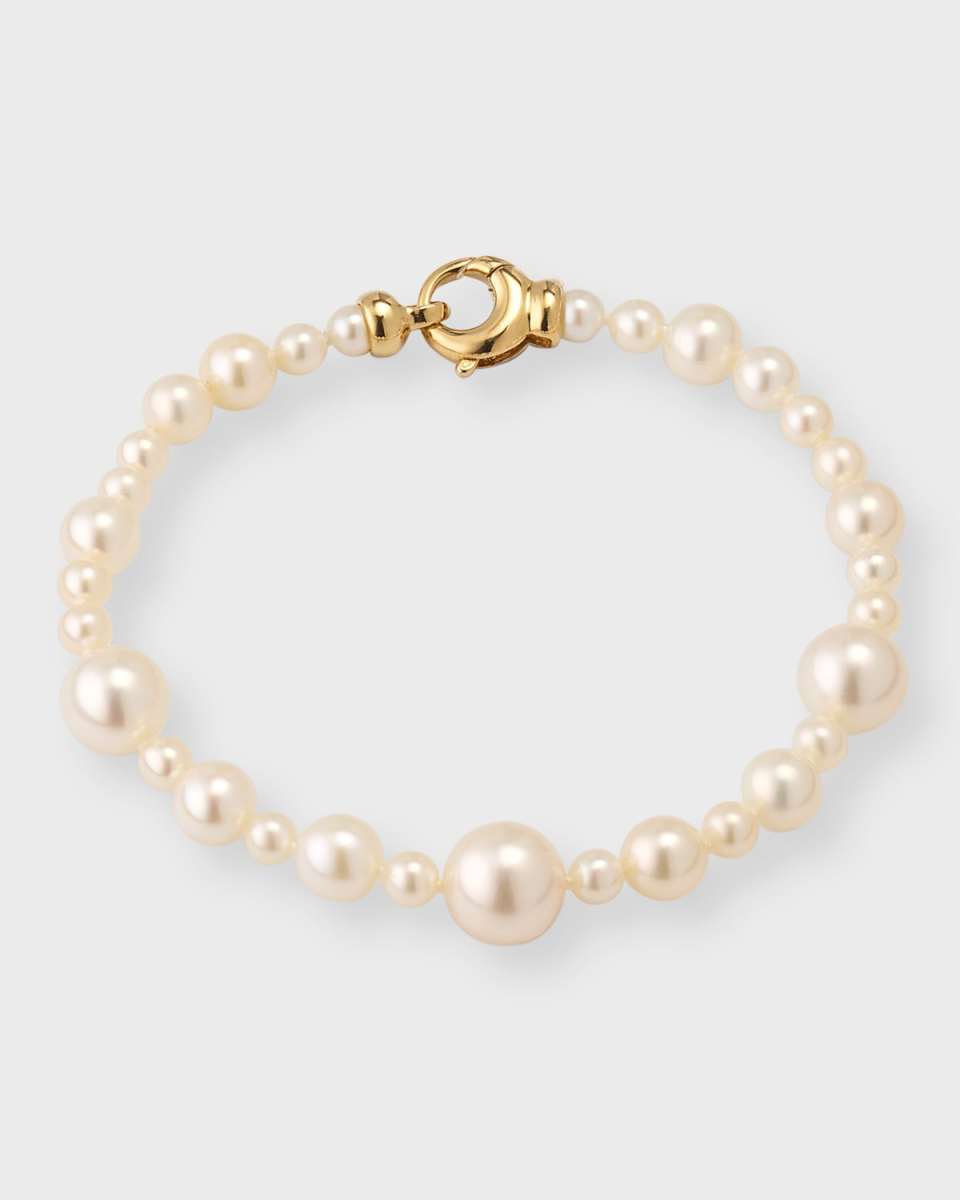 14K Yellow Gold Multi-Size Freshwater Pearl Bracelet