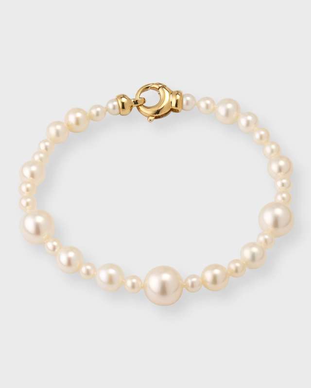 14K Yellow Gold Multi-Size Freshwater Pearl Bracelet