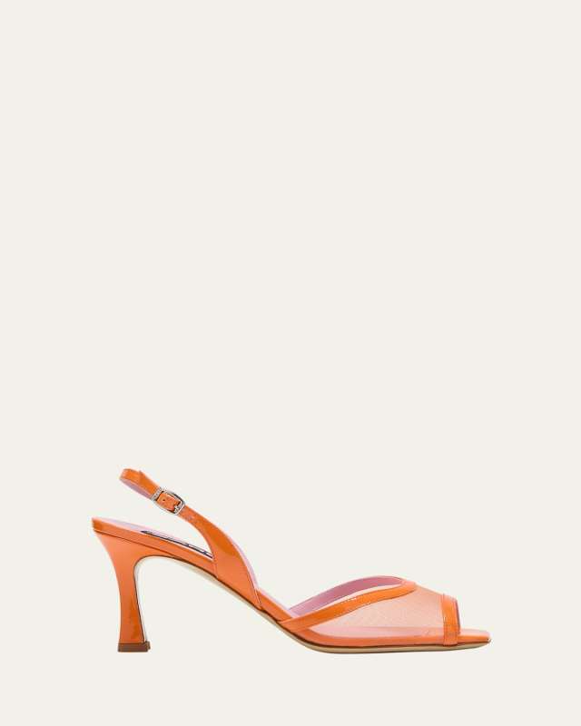 Anastasia Mesh Leather Stiletto Sandals