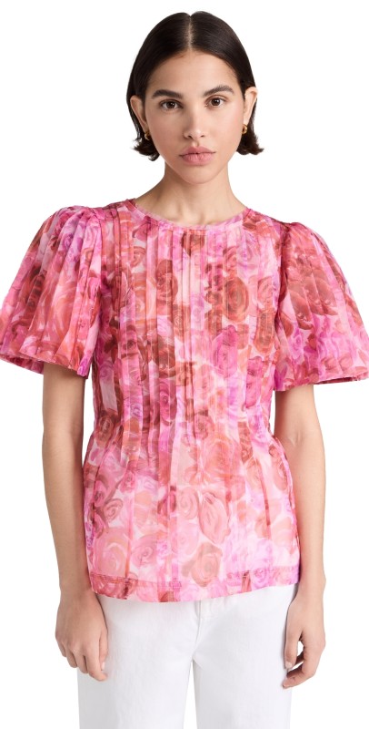Aje Stella Linear Ruffle Top Misty Rose