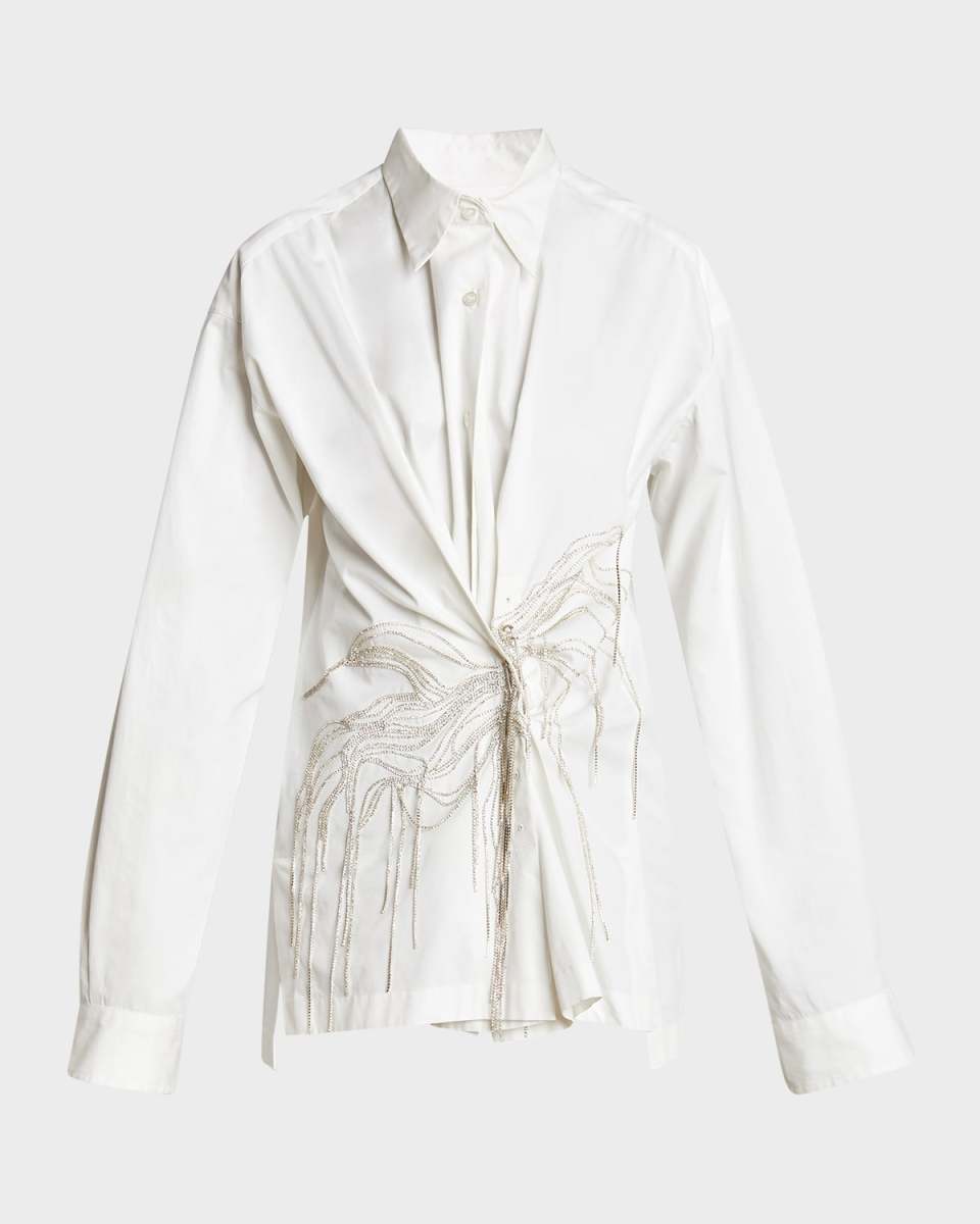 Clicks Embellished Button-Front Shirt