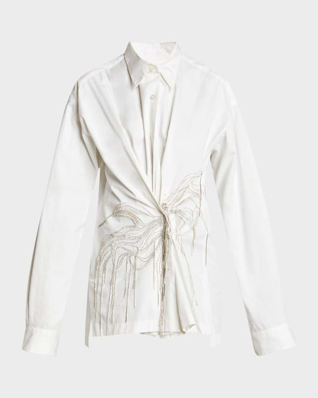 Clicks Embellished Button-Front Shirt