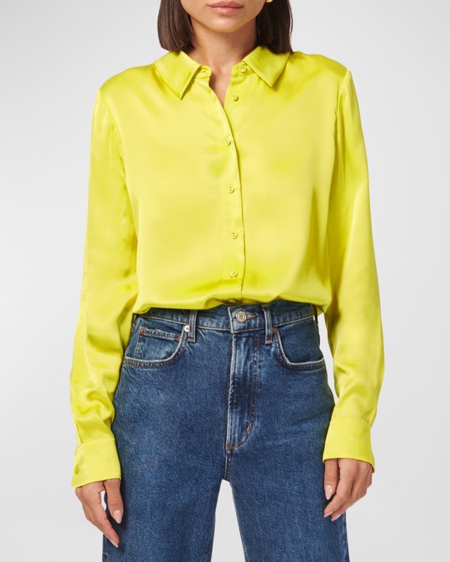 Crosby Silk Button-Front Blouse