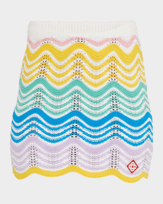 Wave Crochet Knit Mini Skirt