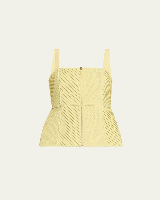 Irving Cinched Square-Neck Geo Top