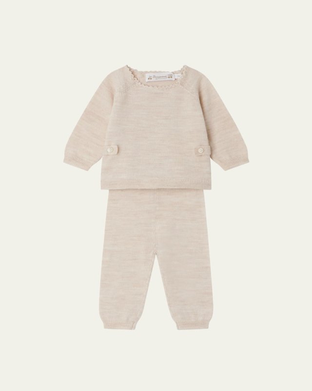 Girl's Bamba Wool Sweater & Pants Set, Size Newborn-18