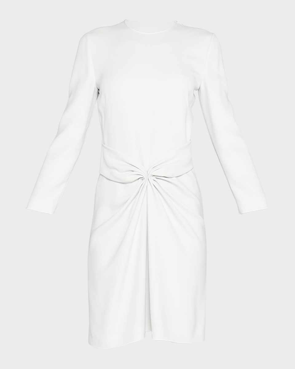 Ruched Long-Sleeve A-Line Dress