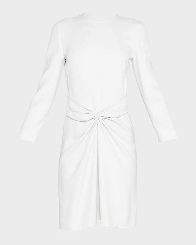 Ruched Long-Sleeve A-Line Dress