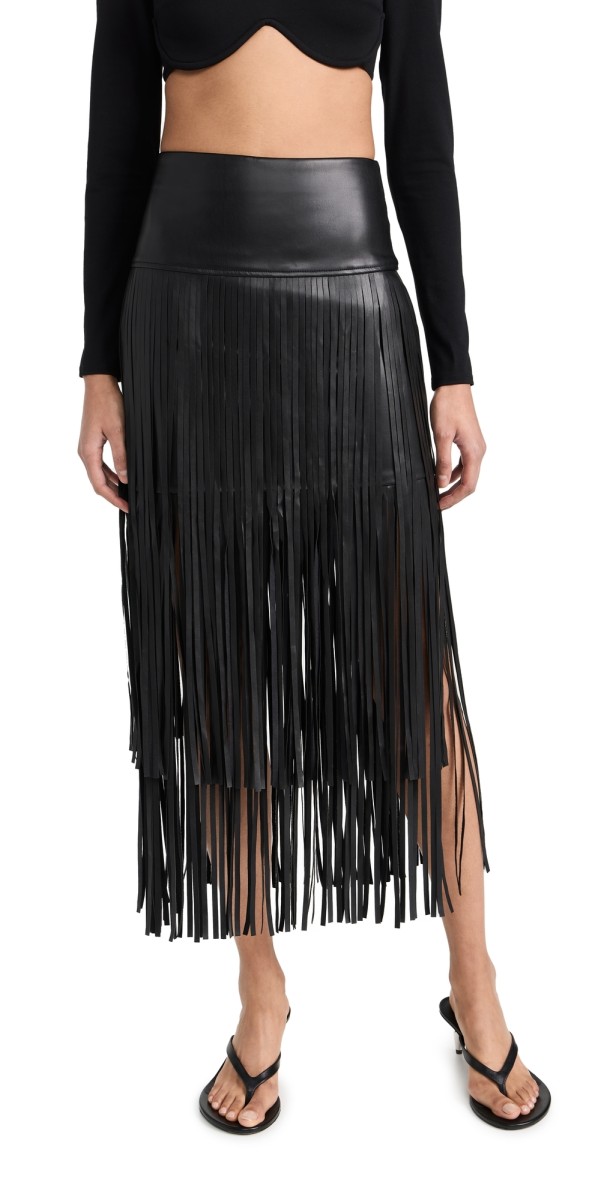 L'AGENCE Karolina Fringe Skirt Black