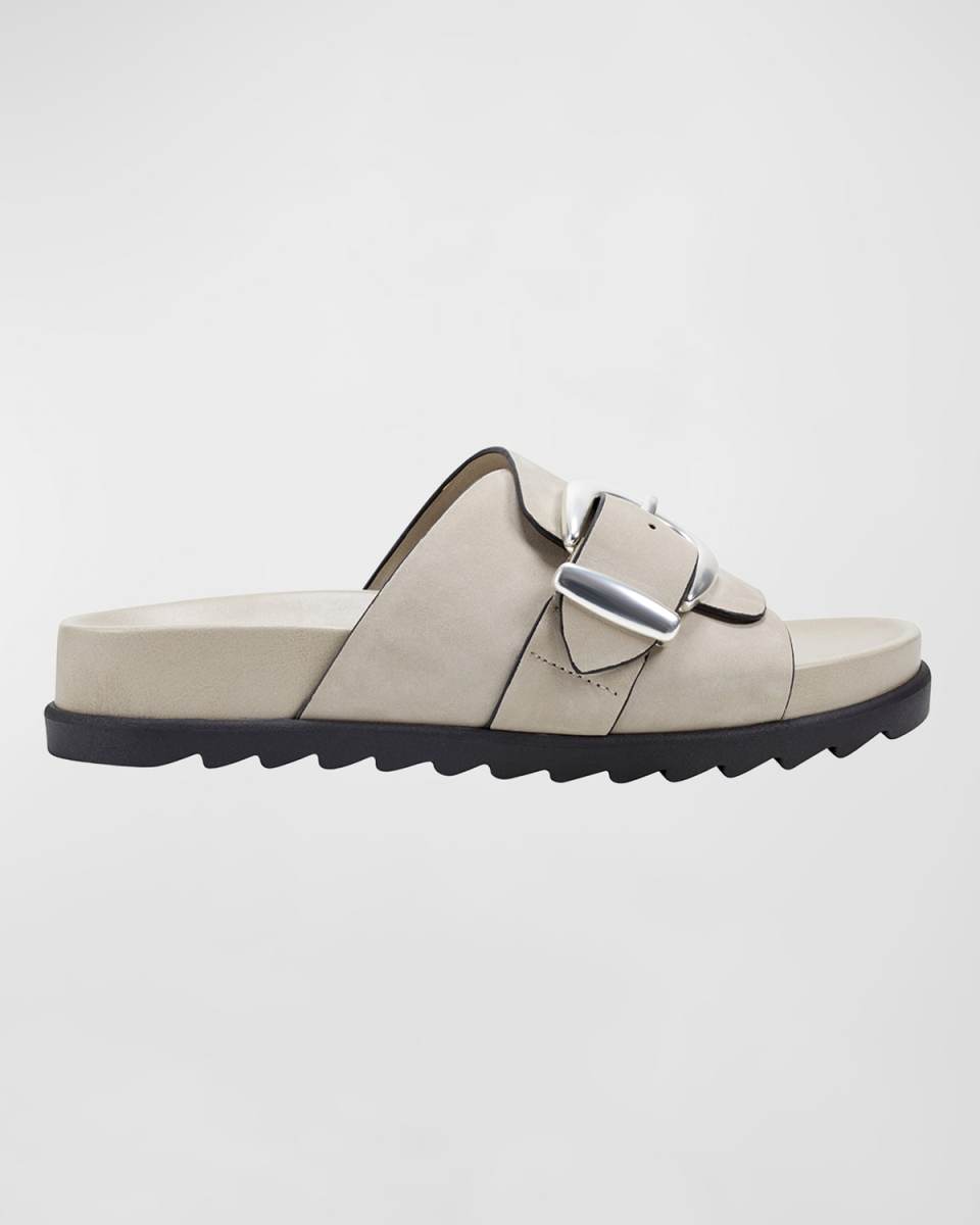 Leather Buckle Easy Slide Sandals