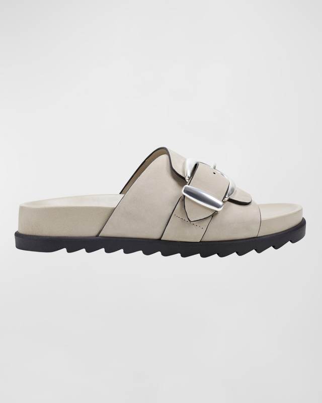 Leather Buckle Easy Slide Sandals