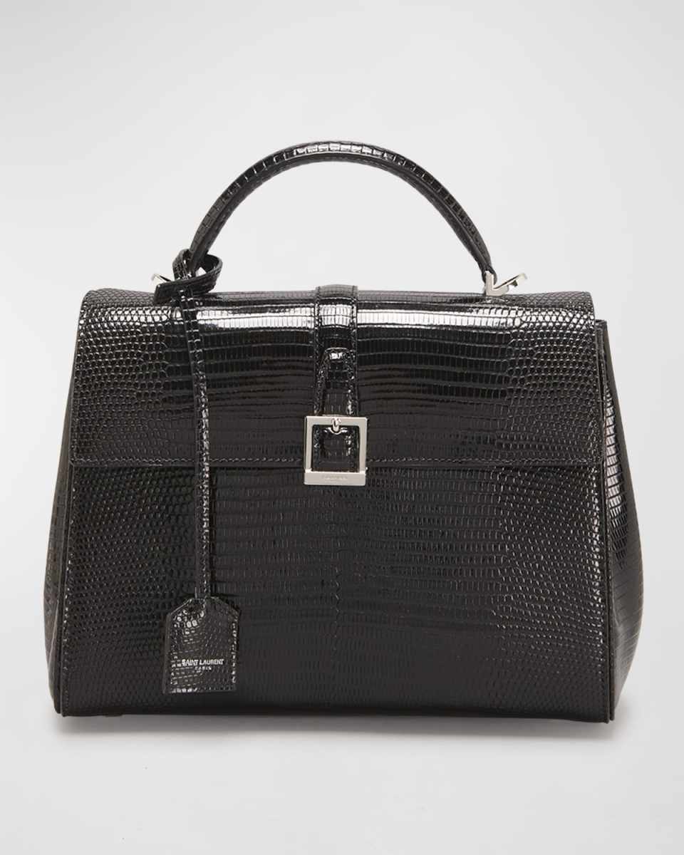 Le Fermoir Small Top-Handle Bag in Lizard
