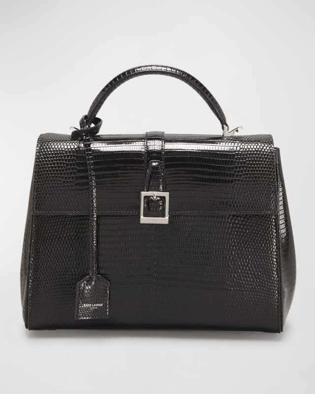 Le Fermoir Small Top-Handle Bag in Lizard