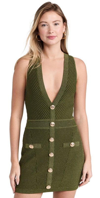 Retrofête Ellison Dress Metallic Military Green