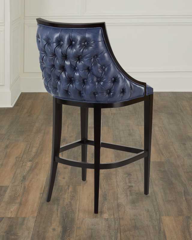 Kellan Leather Tufted Barstool, 28"