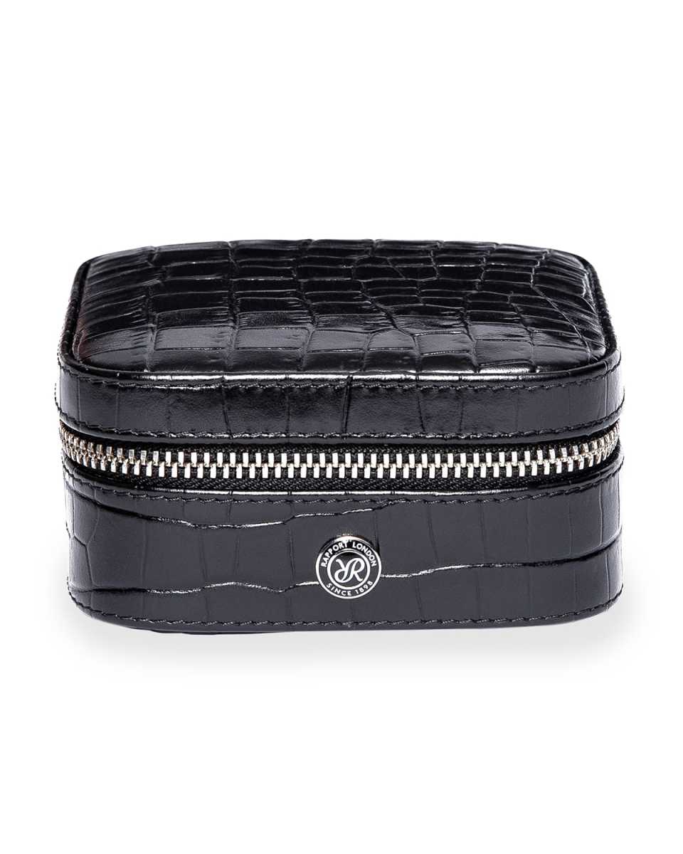 Cufflink Box in Black Leather