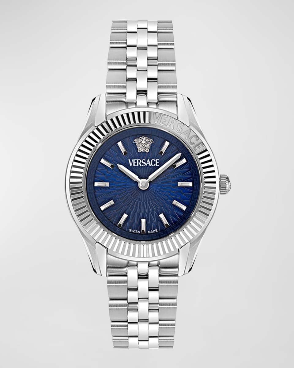 30mm Greca Time Watch with Bracelet Strap, Stainless Steel/Blue