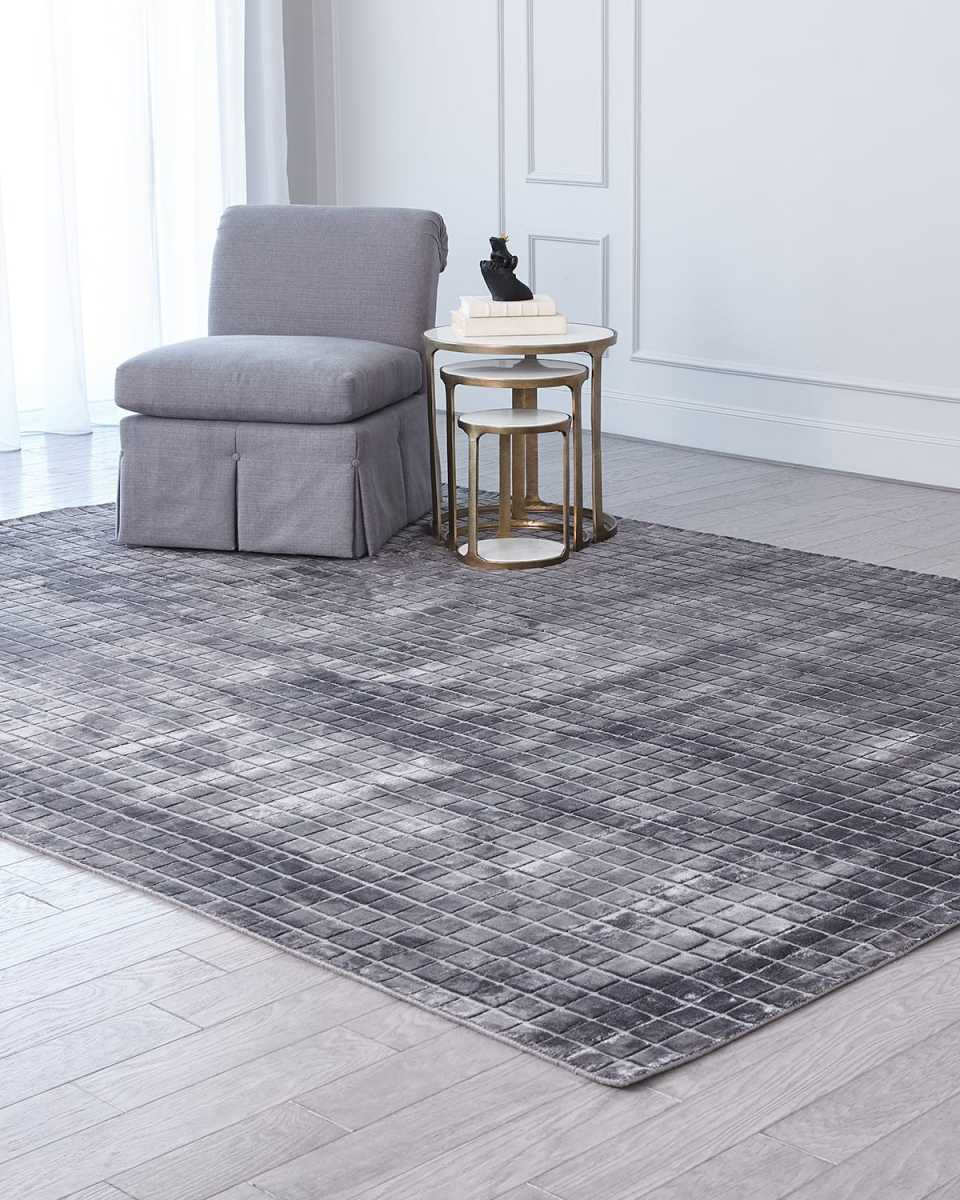 Hand-Loomed Graph Rug, 6' x 9'