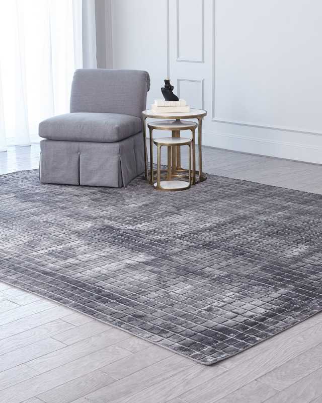 Hand-Loomed Graph Rug, 6' x 9'
